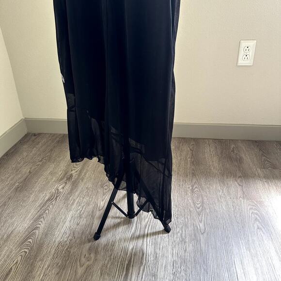 Vintage Dress Black Floral Embroidered Slip Midi Size 12 Y2K Fairy Whimsigoth - Picture 4 of 8